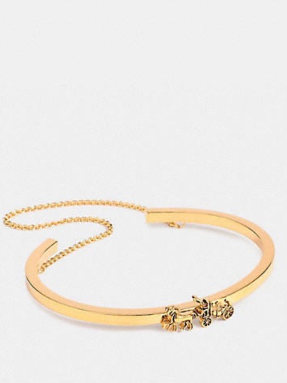 COACH Women's Horse and Carriage Double Chain Gold Tone Cuff Bracelet